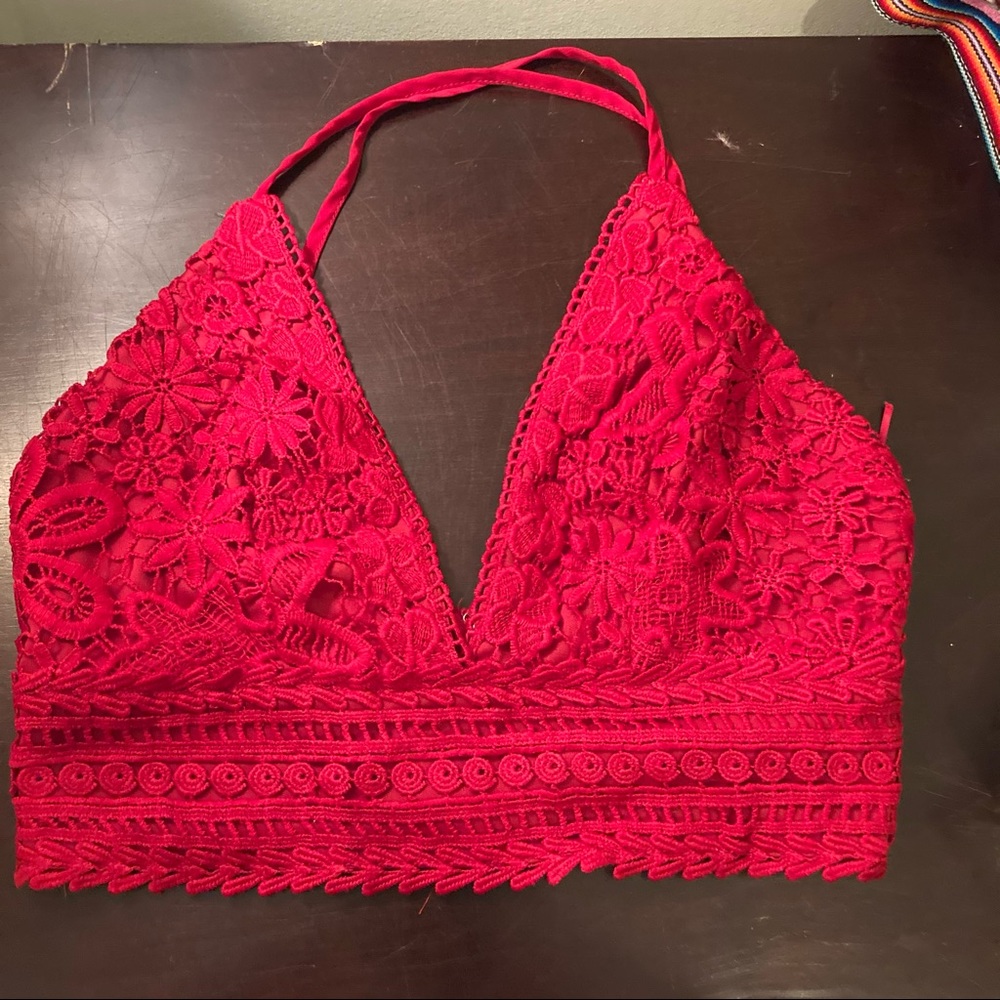 Red bralette lace